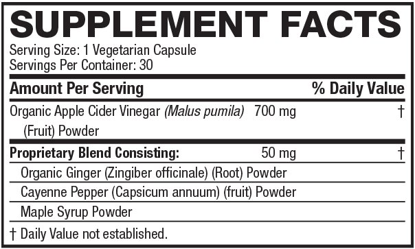 Organic Apple Cider Vinegar Capsules Supplement - 750mg with Mother & Ginger - Picture 6 of 8