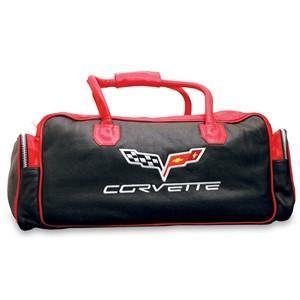 Corvette Duffel Bag Leather with C6 Logo Yellow & Black