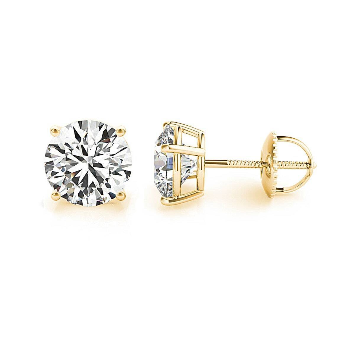 IGI Certified 3.00 Carat D VVS Lab Grown Diamond Stud Earrings 14K Gold - Picture 9 of 9