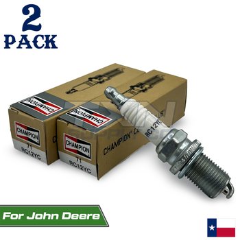 2 Pack Champion Spark Plug - For John Deere Zero-Turn Mower