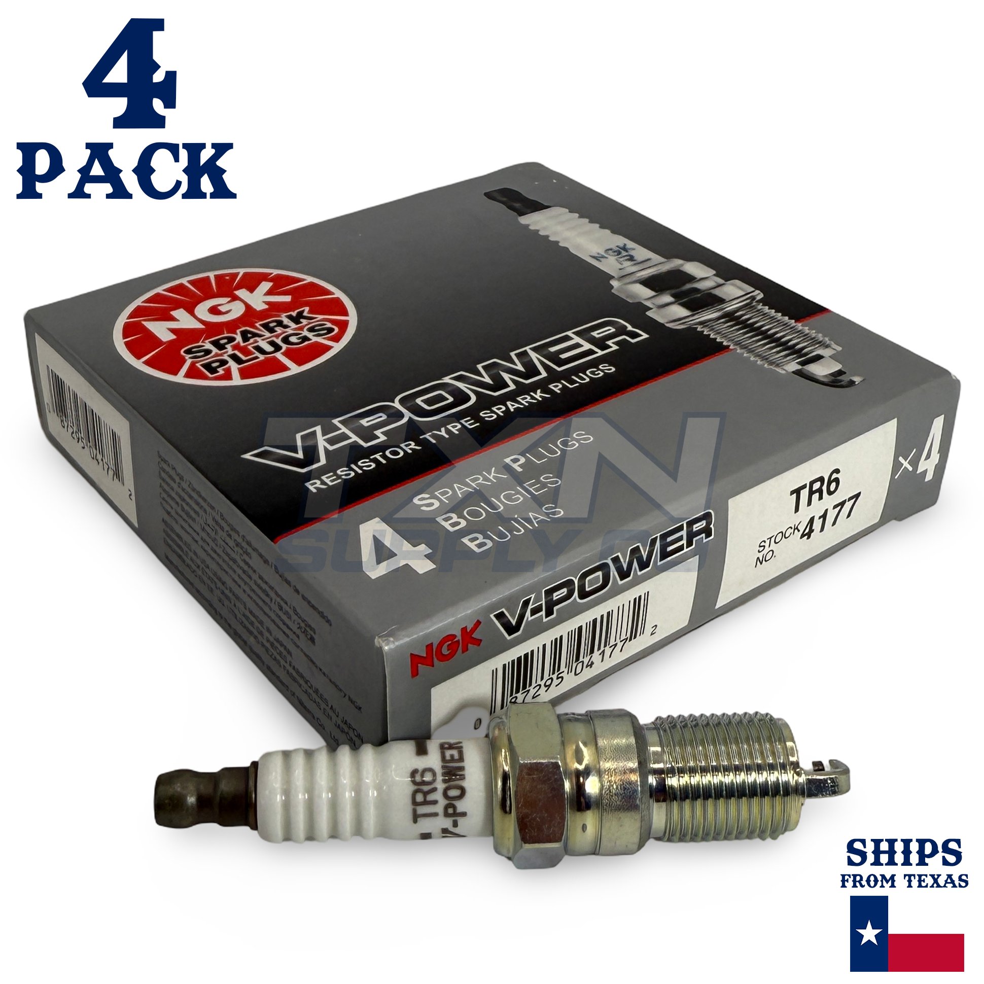 4 Pack NGK V-Power 4177 Spark Plugs TR6