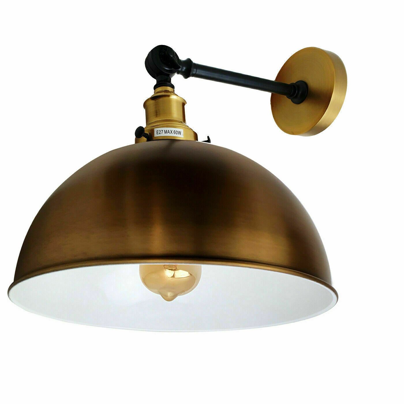 Lámparas de pared antiguas de metal con bombilla vintage de latón estilo industrial con tonos brillantes - Imagen 13 de 14