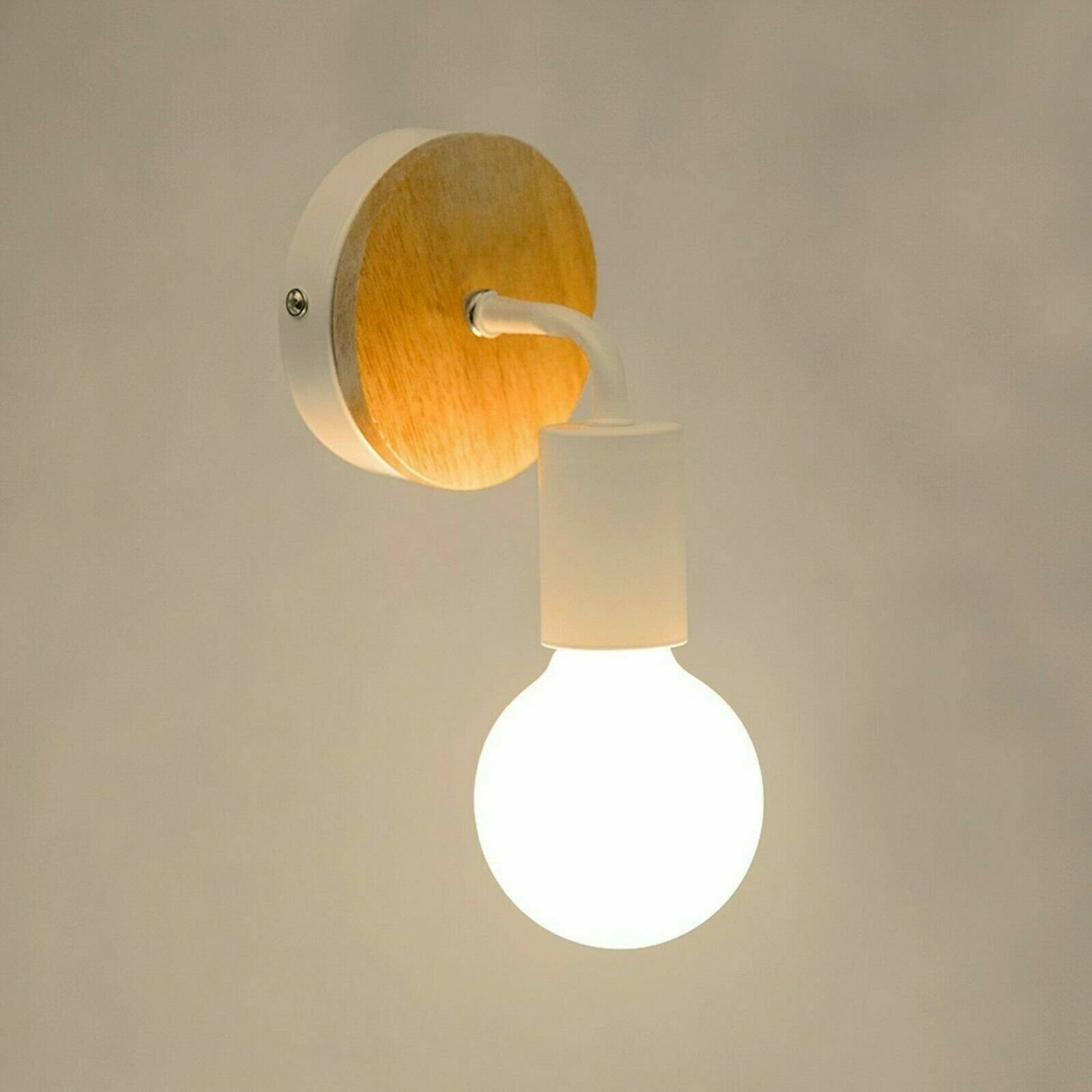 Aplique de pared de metal de madera para decoración del hogar lámpara de pared accesorio lámpara pequeña soporte E27 - Imagen 19 de 19