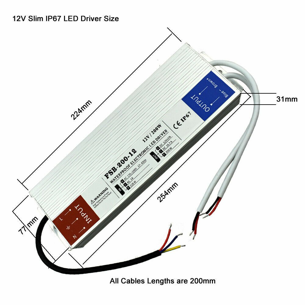Transformador de fuente de alimentación impermeable controlador delgado DC12V IP67 240 V CA a CC para LED - Imagen 17 de 17