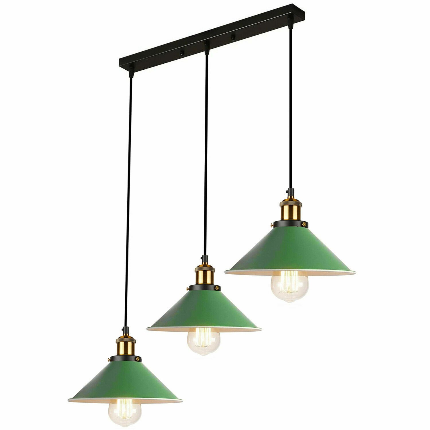 Pendelleuchte Retro Loft Style 3 Köpfe Lampenschirm Vintage Industrie Deckenlampe - Bild 19 von 31