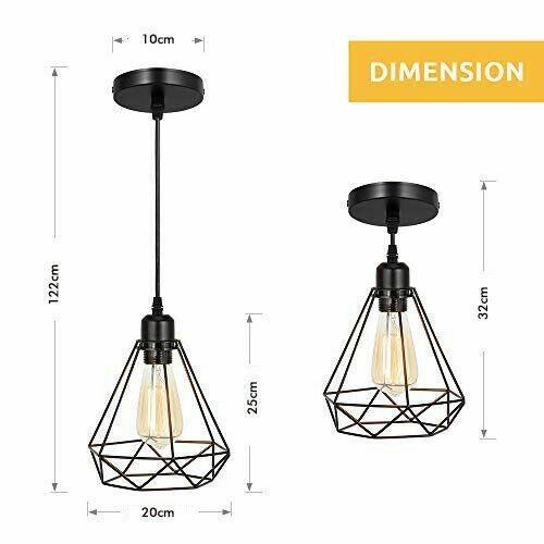 Lámpara colgante vintage de metal con pantalla industrial retro luces de techo suspendidas - Imagen 14 de 48