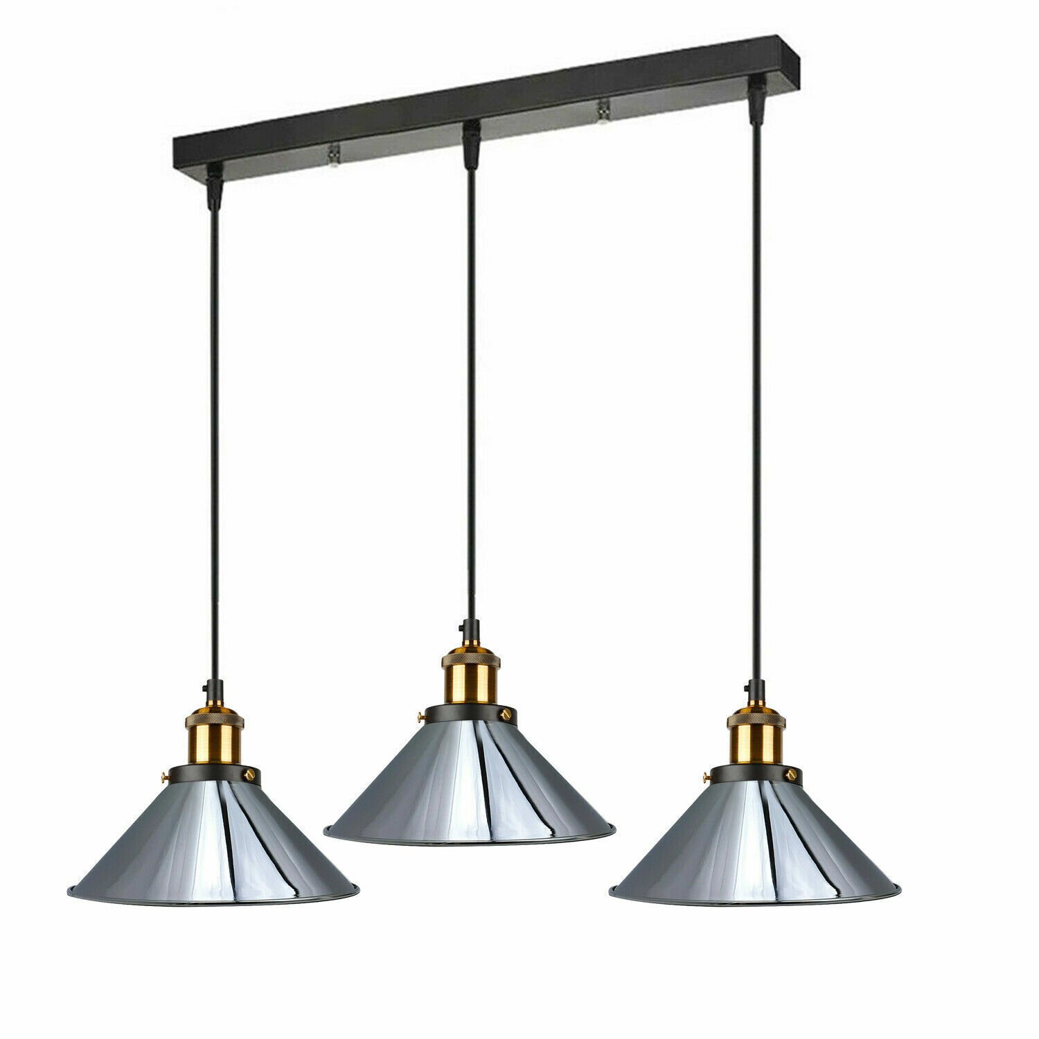 Pendelleuchte Retro Loft Style 3 Köpfe Lampenschirm Vintage Industrie Deckenlampe - Bild 15 von 31