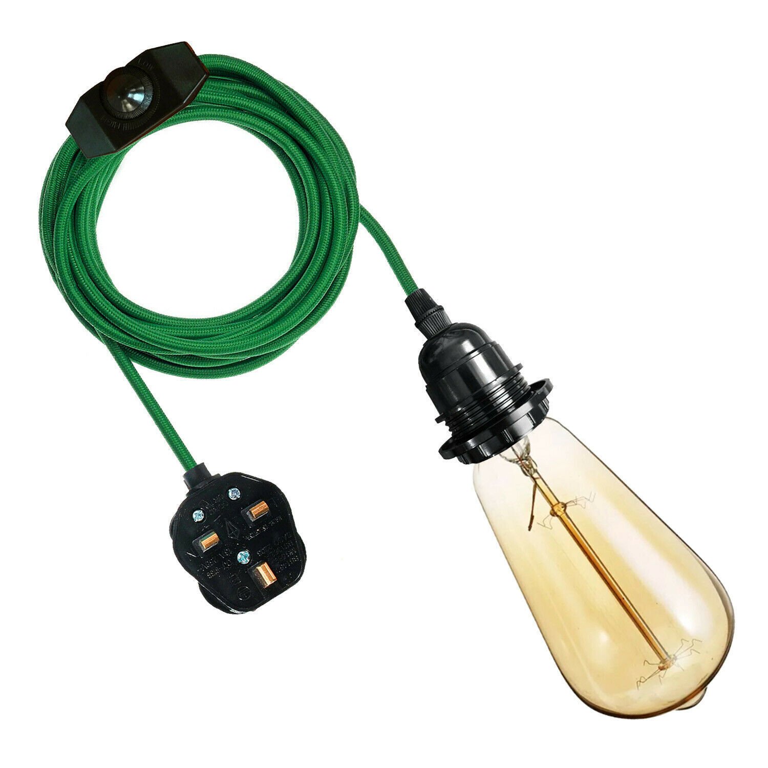 UK Plug in Pendant Lamp Fabric Flex Cable with Switch Hanging Light Set E27 Fit - Picture 21 of 33