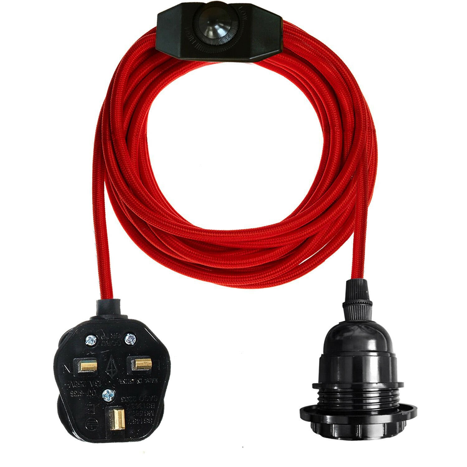 UK Plug in Pendant Lamp Fabric Flex Cable with Switch Hanging Light Set E27 Fit - Picture 30 of 33