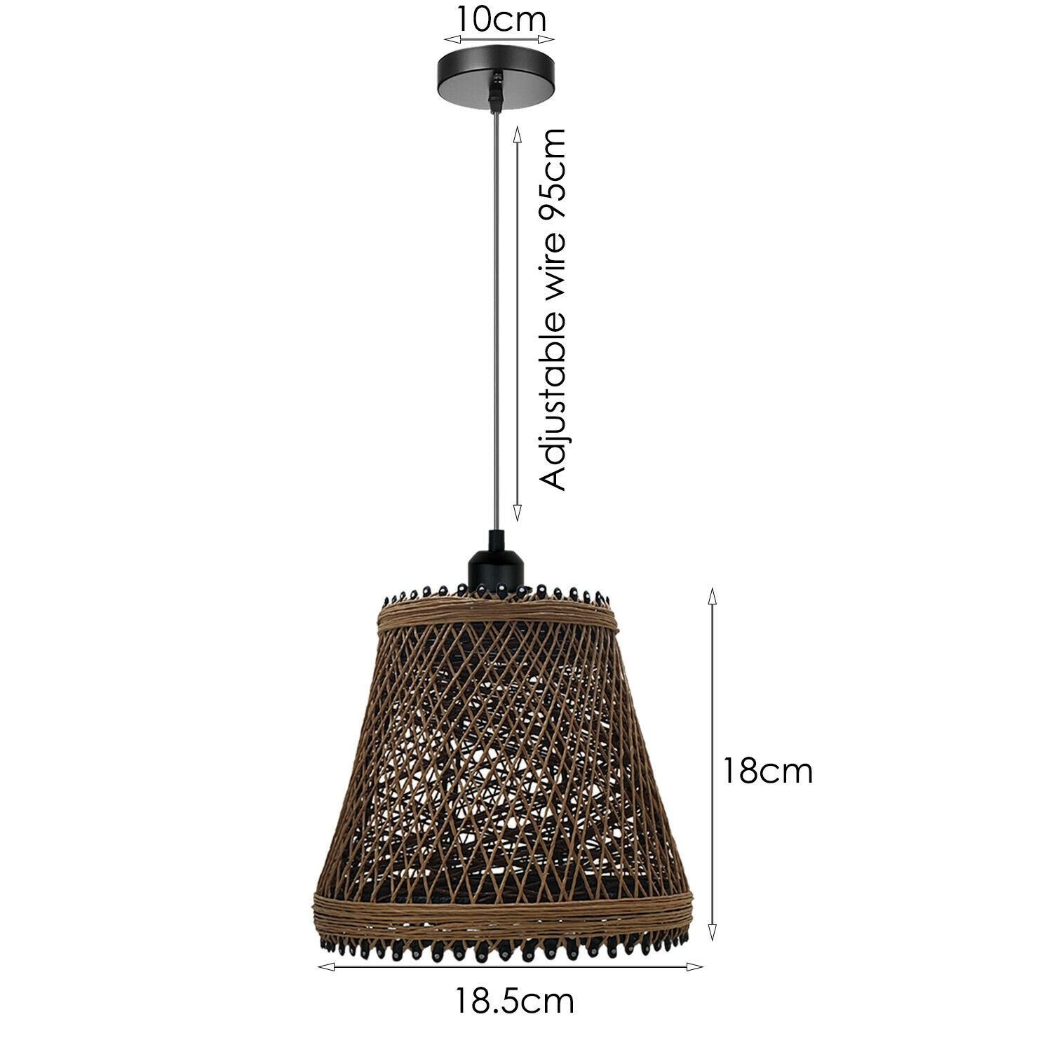 Rattan Wicker Ceiling Pendant Light Shade Hanging Light Antique d?cor Lampshade - Picture 8 of 18