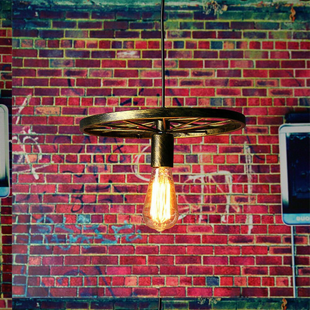 Vintage Retro Industrie Rad Deckenschirm Lampenschirm Stil Hänge Pendelleuchte UK - Bild 25 von 40