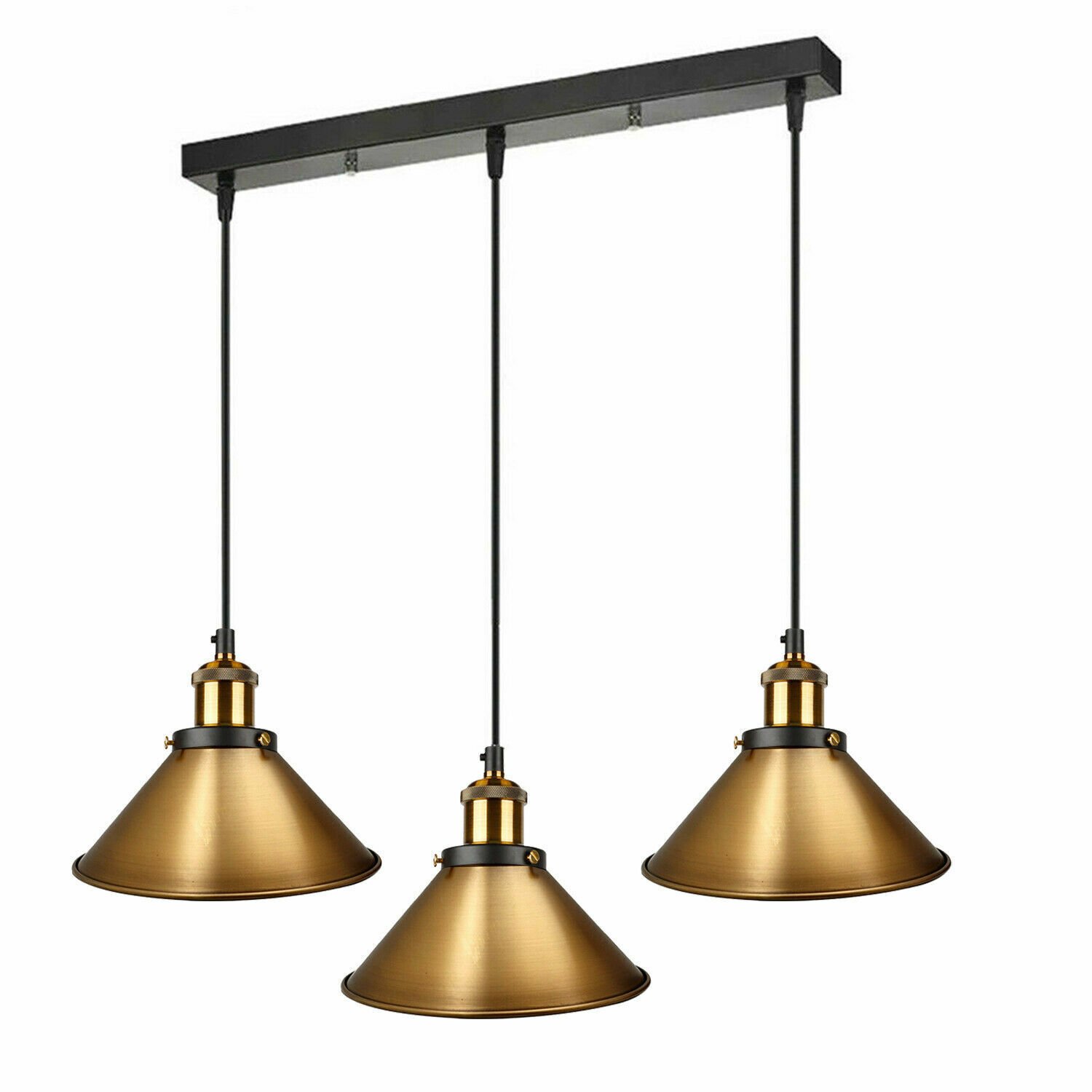 Pendelleuchte Retro Loft Style 3 Köpfe Lampenschirm Vintage Industrie Deckenlampe - Bild 12 von 31