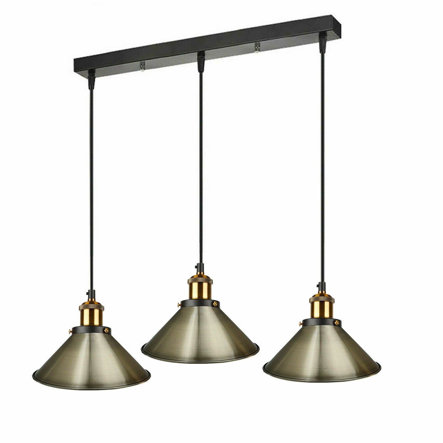 Pendelleuchte Retro Loft Style 3 Köpfe Lampenschirm Vintage Industrie Deckenlampe - Bild 16 von 31