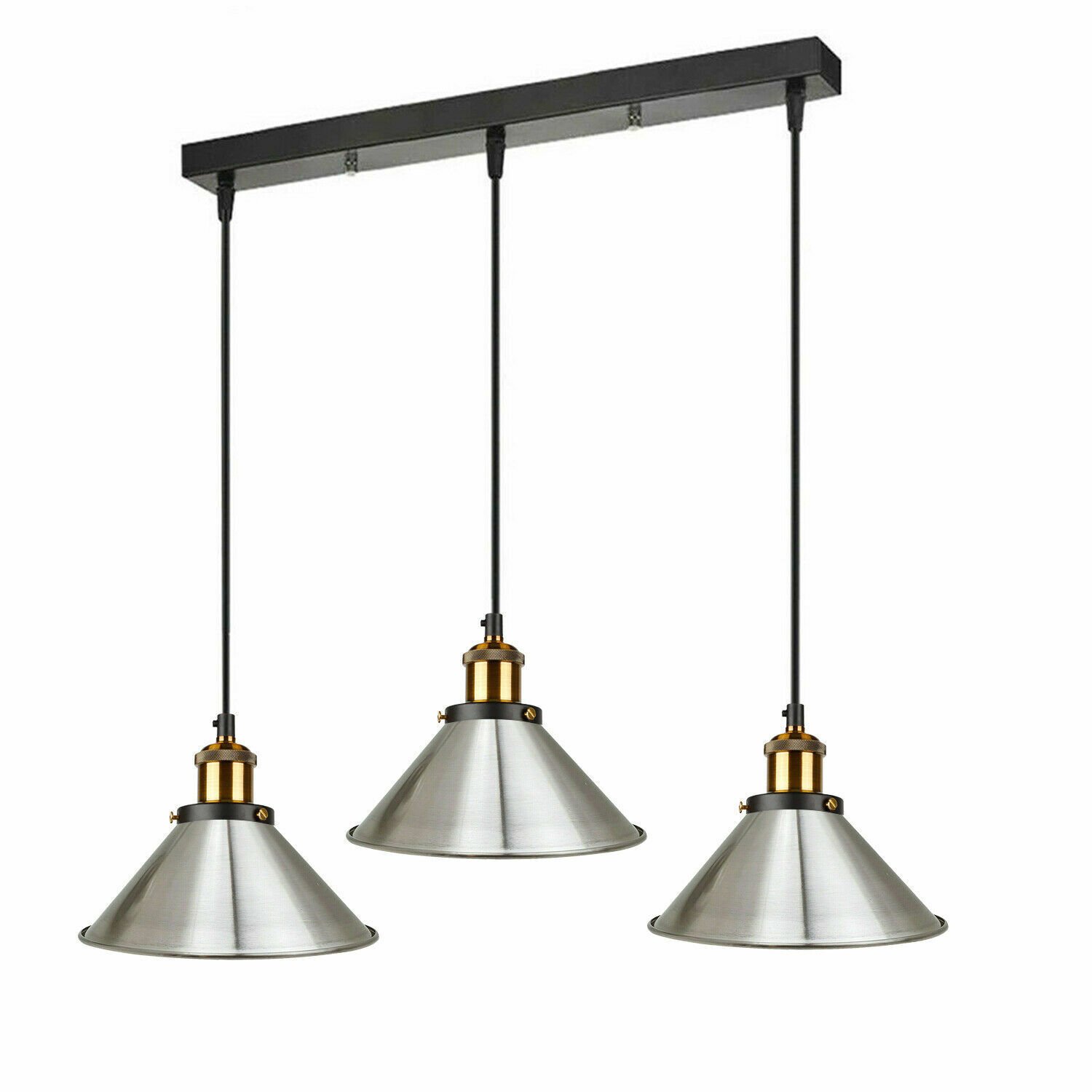 Pendelleuchte Retro Loft Style 3 Köpfe Lampenschirm Vintage Industrie Deckenlampe - Bild 10 von 31