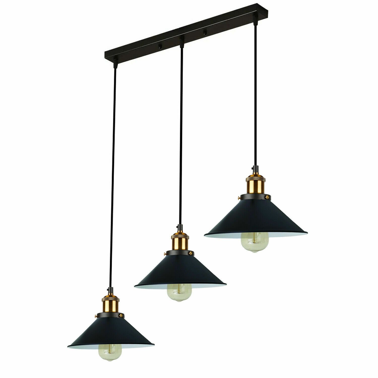 Pendelleuchte Retro Loft Style 3 Köpfe Lampenschirm Vintage Industrie Deckenlampe - Bild 21 von 31