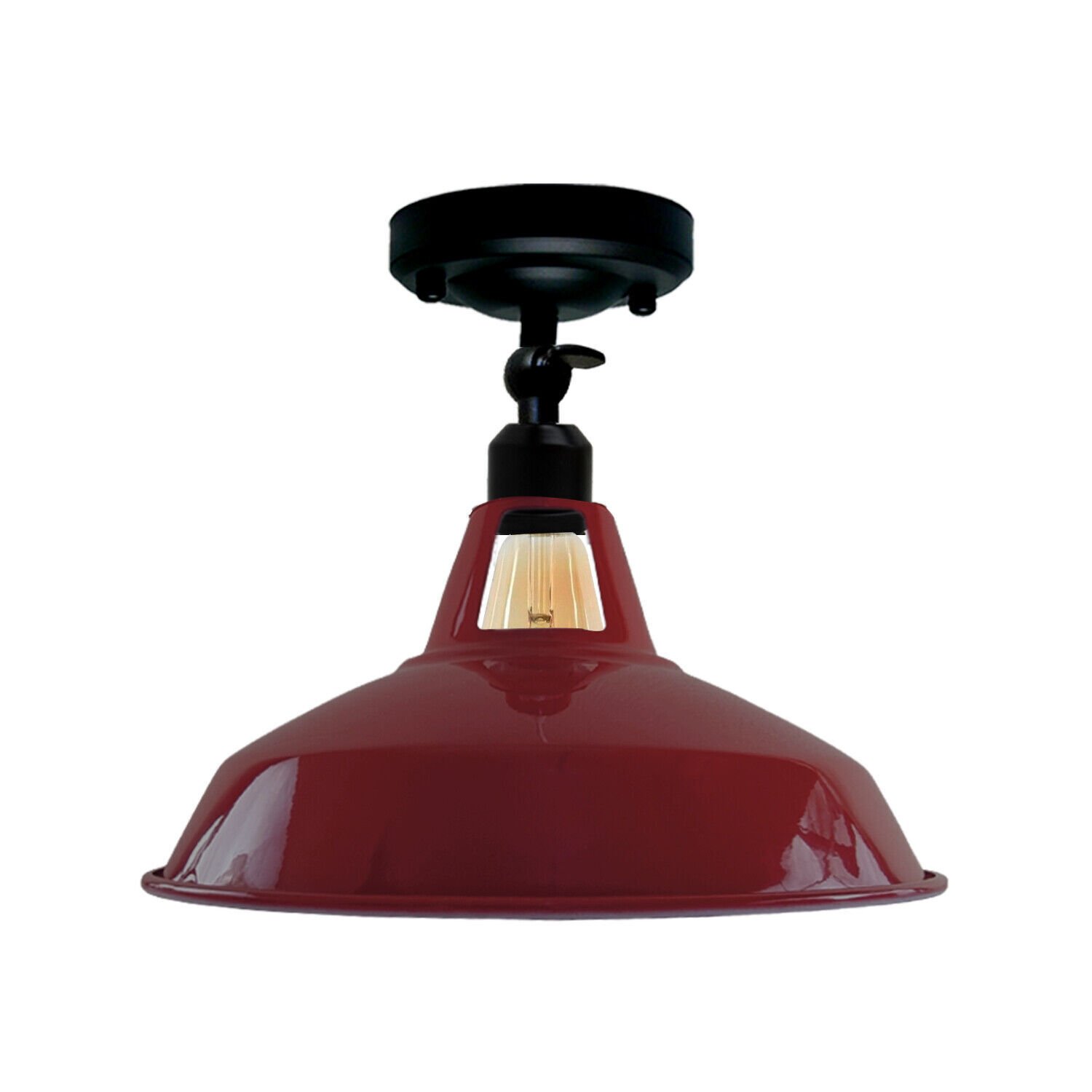 Kit de luz de techo ranura de granero color pantalla de metal montaje al ras E27 soporte de luz - Imagen 16 de 21