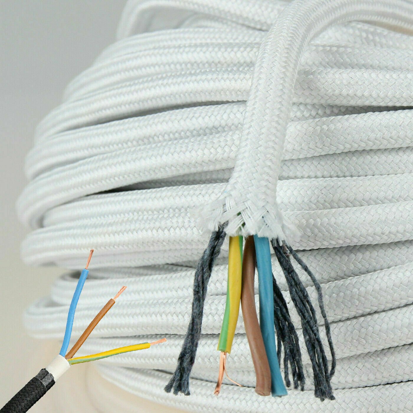 Runde 3 Kerne 3 AMP geflochtenes Stoffkabel Beleuchtungslampe Flex Vintage Stoffkabel - Bild 21 von 32