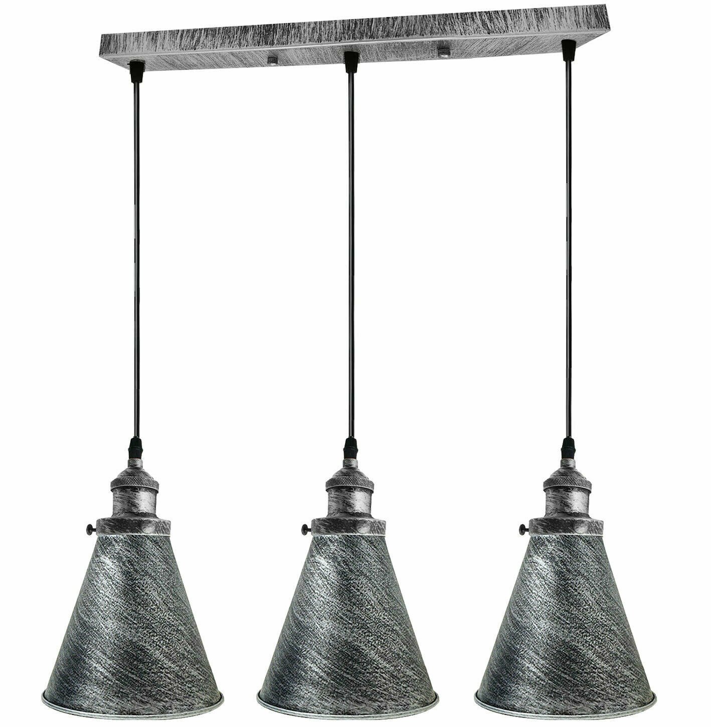 Lámpara colgante de metal claro de 3 cabezales techo industrial retro loft colgante vintage - Imagen 12 de 16