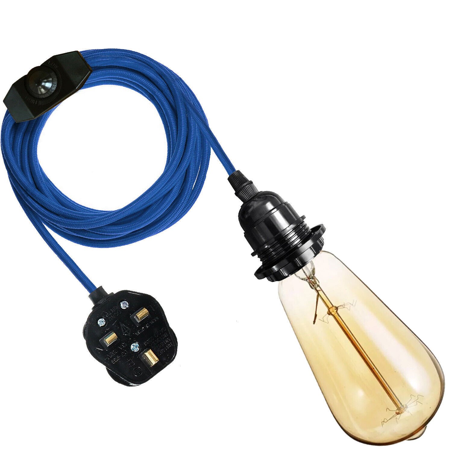 UK Plug in Pendant Lamp Fabric Flex Cable with Switch Hanging Light Set E27 Fit - Picture 15 of 33