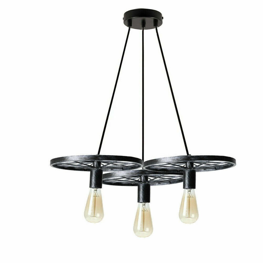Vintage Retro Industrie Rad Deckenschirm Lampenschirm Stil Hänge Pendelleuchte UK - Bild 40 von 40