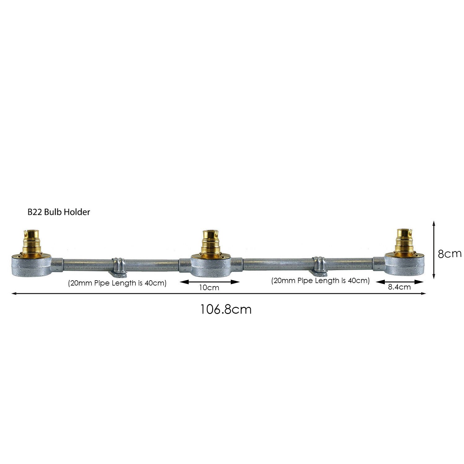 Industrial Vintage Style Wall or Ceiling Light 1 /2 /3 /4 B22 Bar Conduits Light - Picture 23 of 33