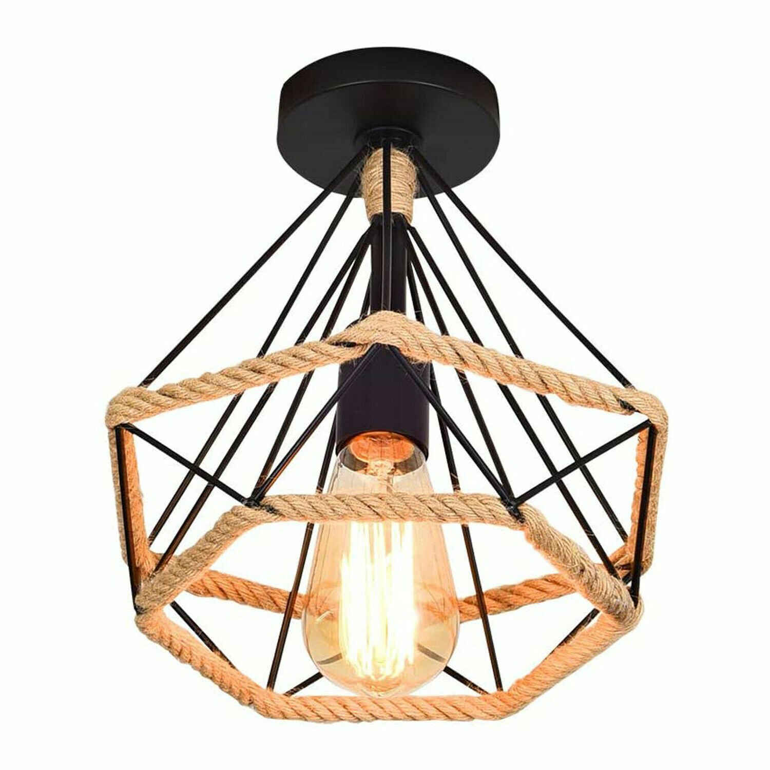 Lámpara colgante metal fácil ajuste industrial jaula de alambre techo/pantalla de lámpara - Imagen 17 de 22