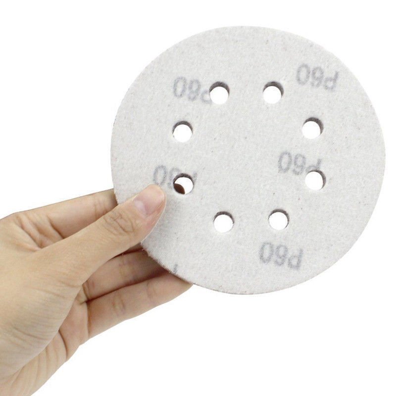 Disco de lijado/papel de lija 125 mm círculo 5" 8 almohadillas de orificios 40-600 GRIT - Imagen 10 de 32