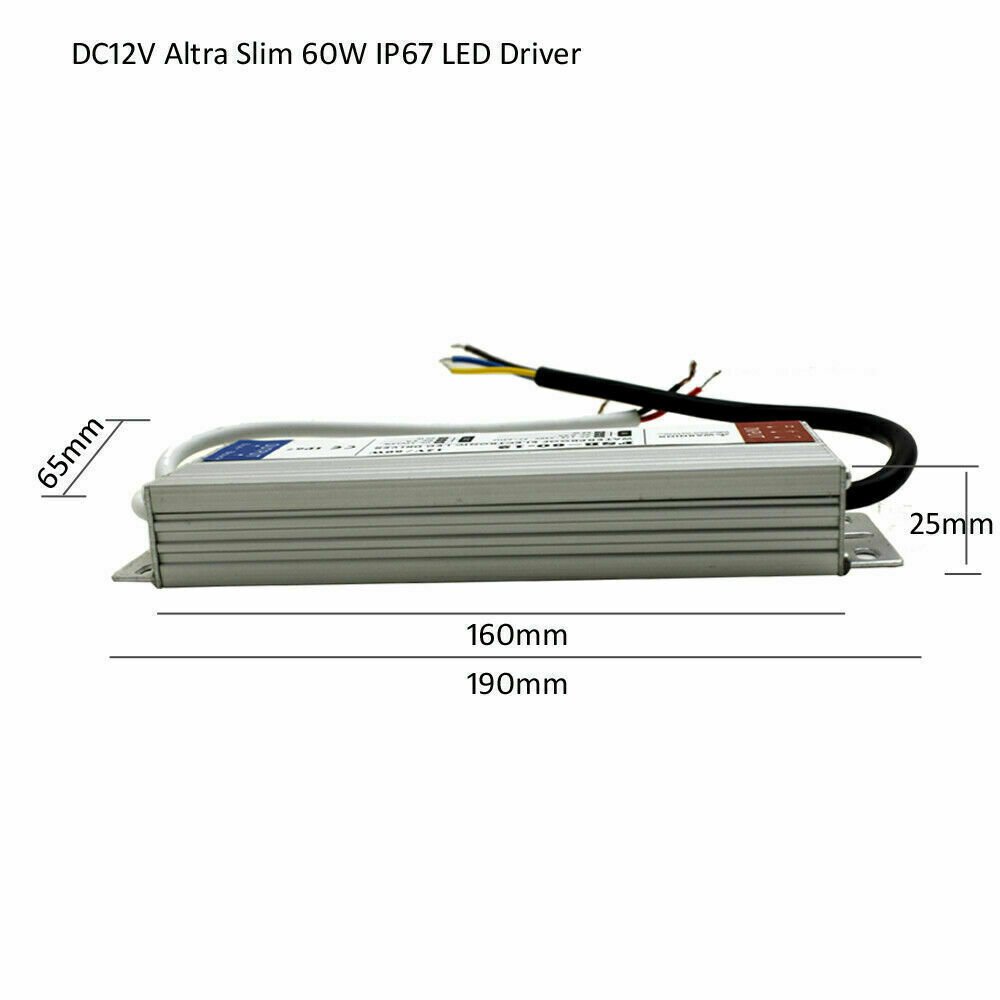 IP67 Ulta Slim AC 240V a DC 12V - LED Controlador Interruptor Fuente de Alimentación Transformador Reino Unido - Imagen 7 de 14