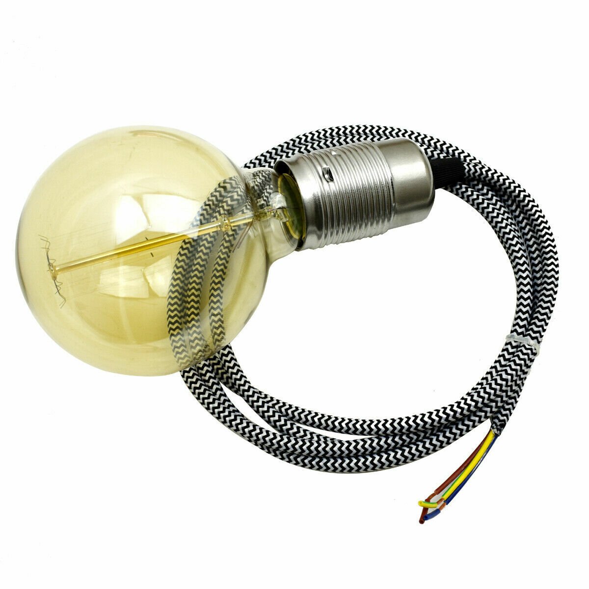 Juego de luces colgantes con cable flexible enchufe de tela premium vintage + E27 gratis - Imagen 10 de 11