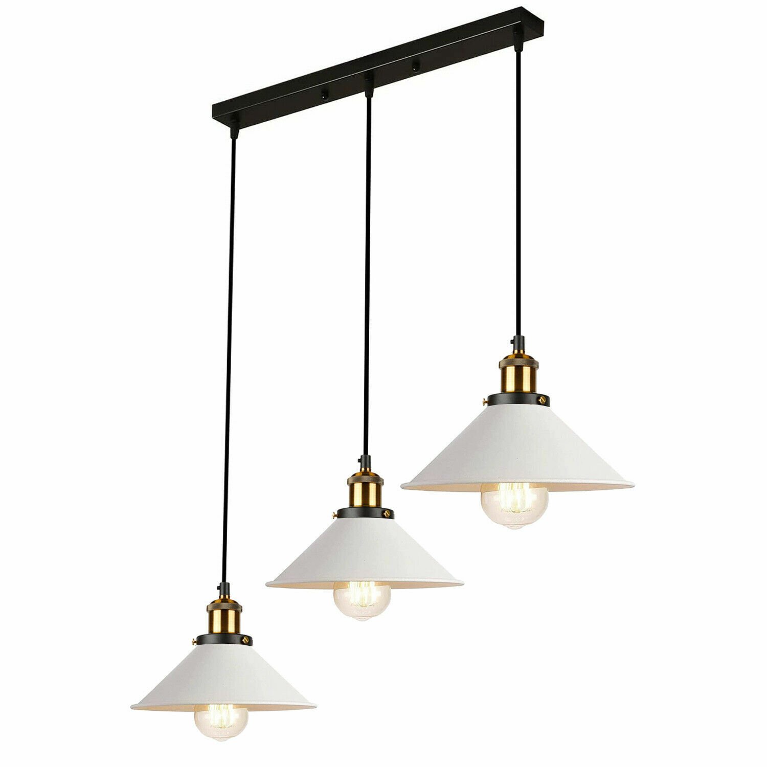 Pendelleuchte Retro Loft Style 3 Köpfe Lampenschirm Vintage Industrie Deckenlampe - Bild 18 von 31
