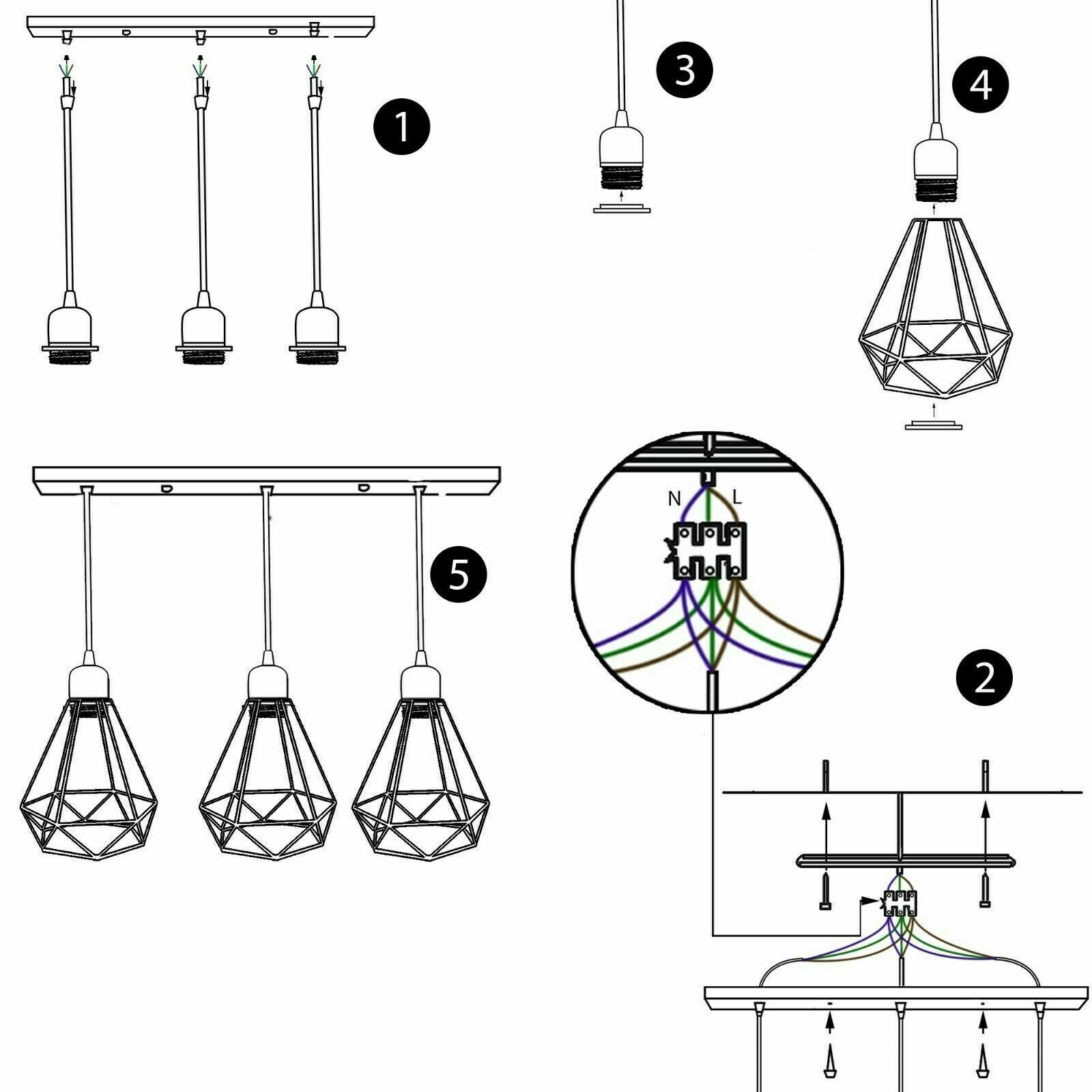 Lámpara colgante vintage de metal con pantalla industrial retro luces de techo suspendidas - Imagen 31 de 48