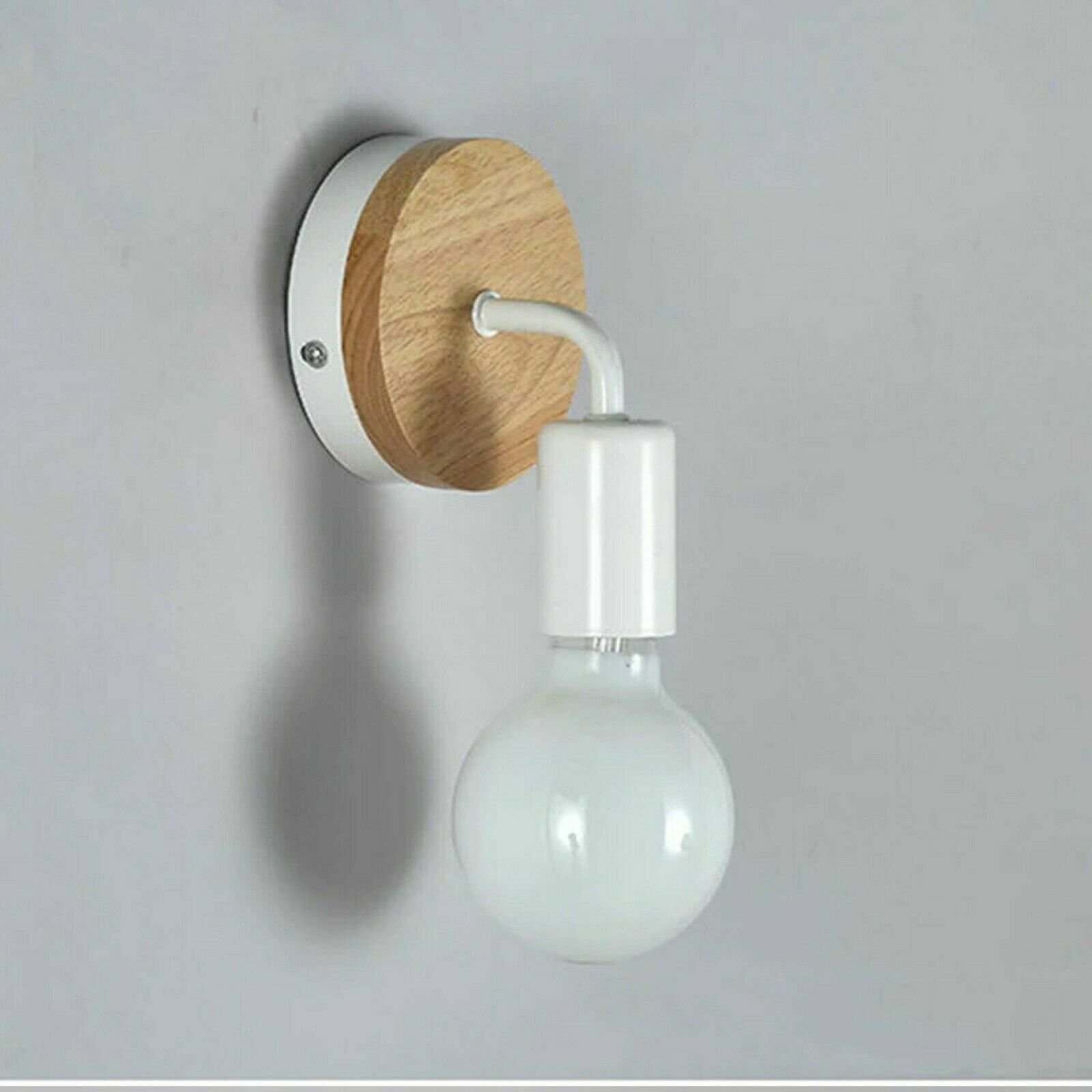 Aplique de pared de metal de madera para decoración del hogar lámpara de pared accesorio lámpara pequeña soporte E27 - Imagen 18 de 19