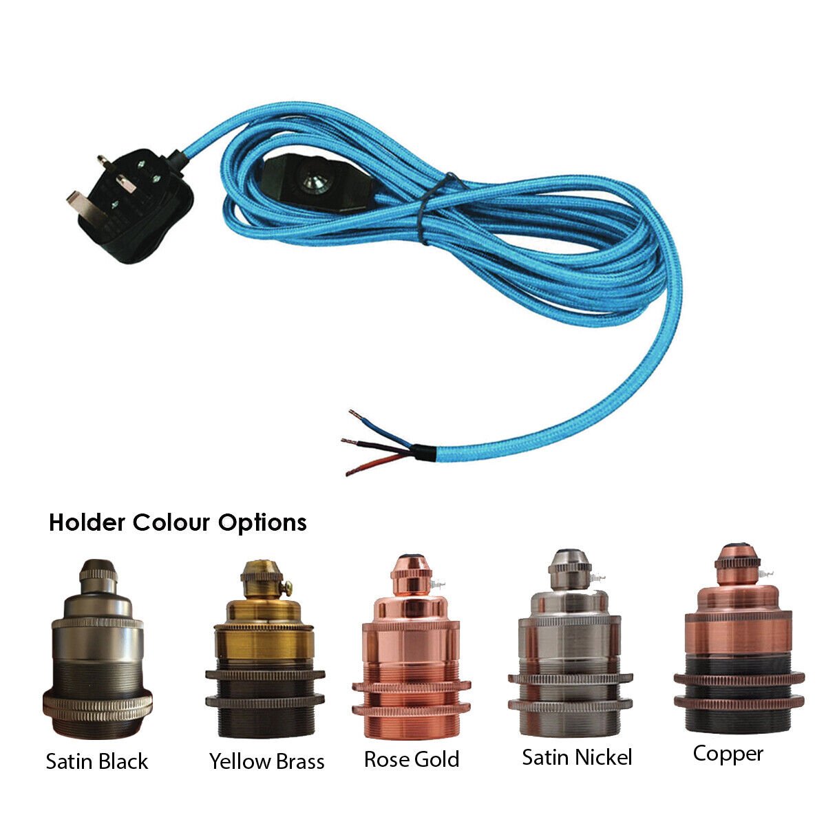 2m/4.5m Fabric Flex Cable Plug In Pendant Lamp Light Set with E27 Holder dimmer - Picture 11 of 14