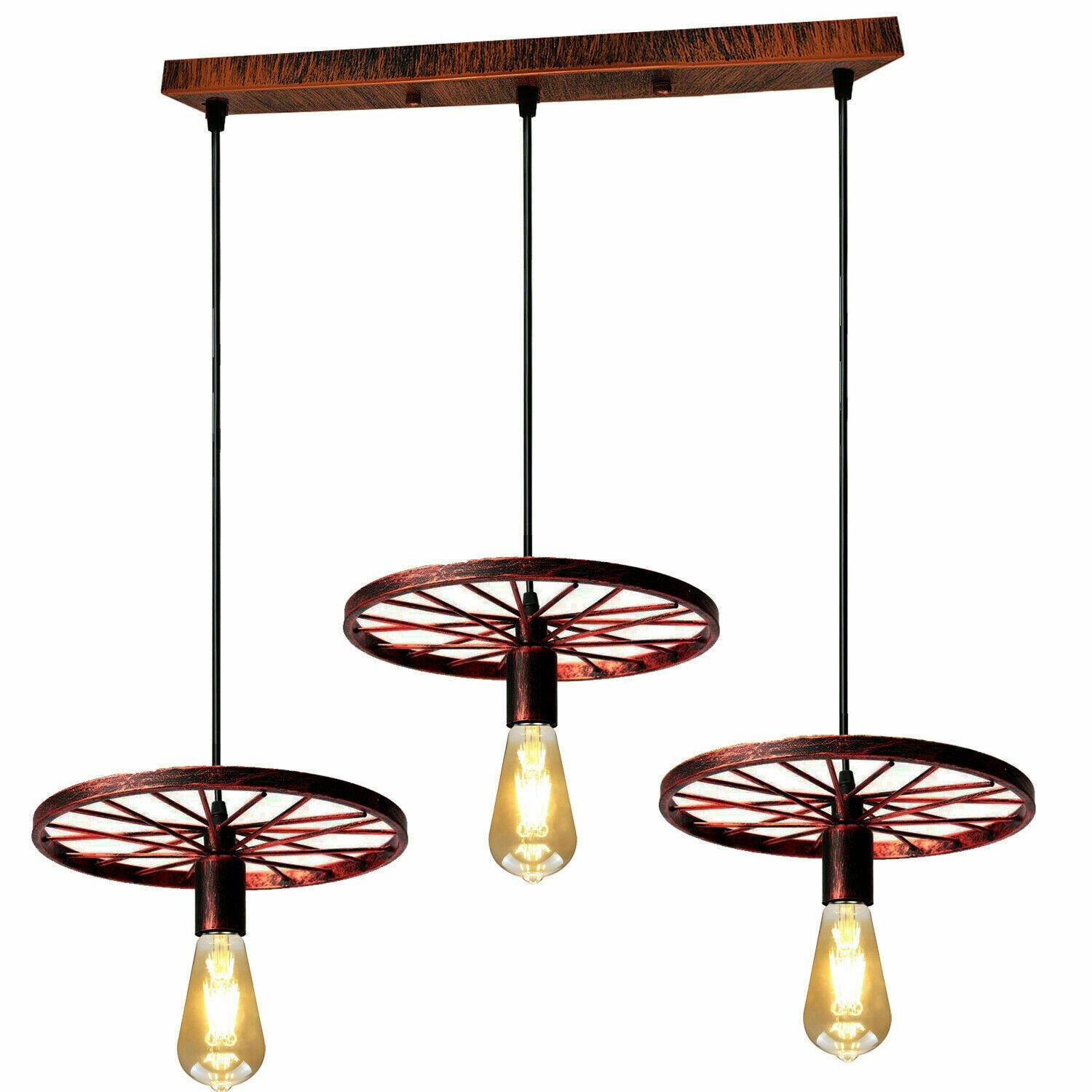 Vintage Retro Industrie Rad Deckenschirm Lampenschirm Stil Hänge Pendelleuchte UK - Bild 14 von 40