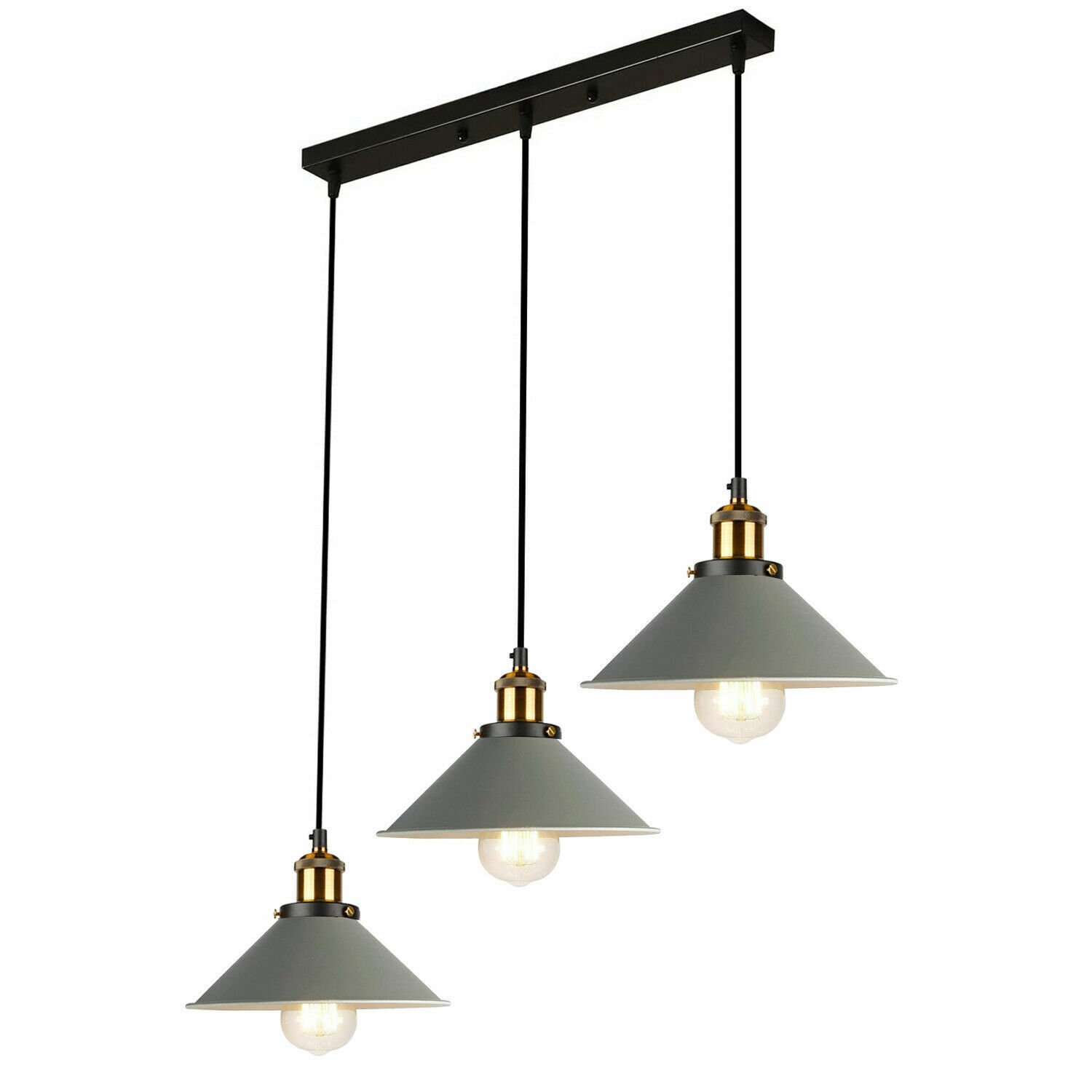 Pendelleuchte Retro Loft Style 3 Köpfe Lampenschirm Vintage Industrie Deckenlampe - Bild 23 von 31