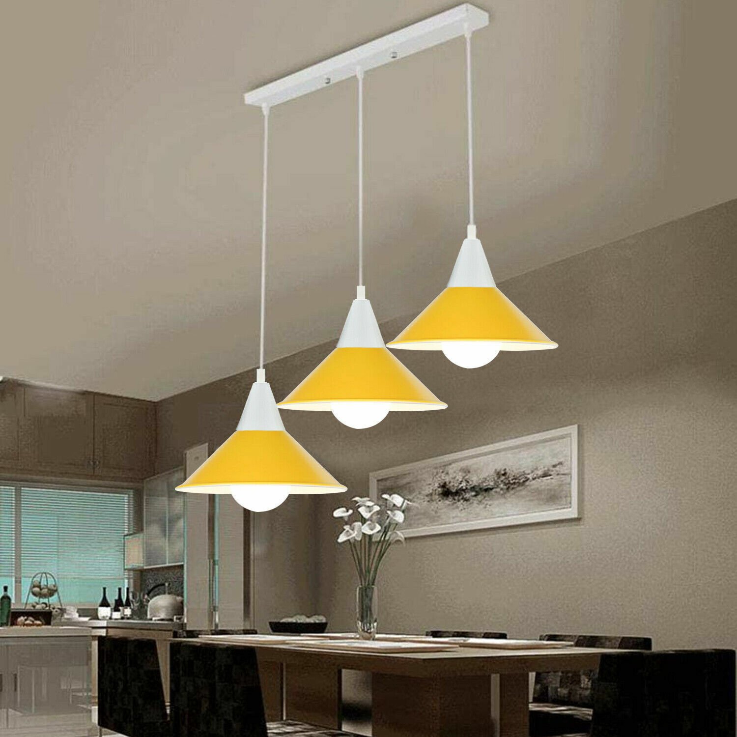 Pendelleuchte Deckenleuchte 3 Kopflampenschirm Industrial Retro Modern PVC Kabelverschraubung - Bild 13 von 21