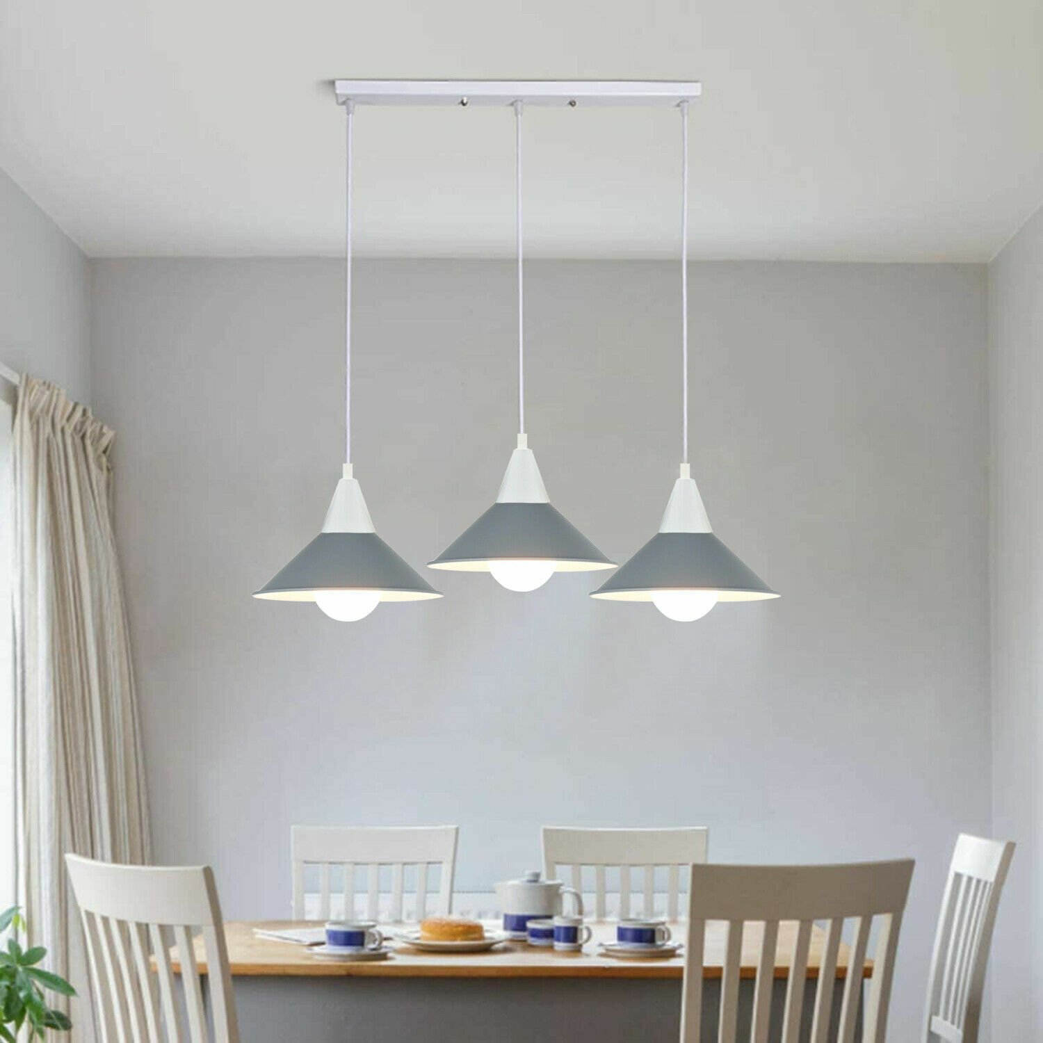 Pendelleuchte Deckenleuchte 3 Kopflampenschirm Industrial Retro Modern PVC Kabelverschraubung - Bild 16 von 21