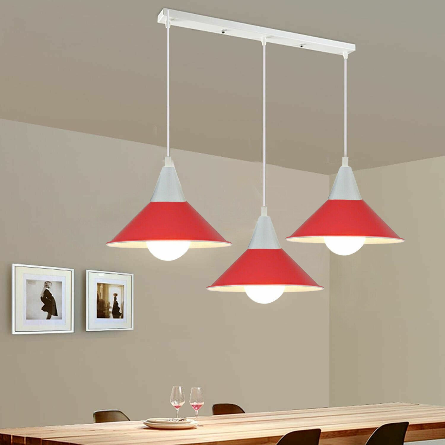 Pendelleuchte Deckenleuchte 3 Kopflampenschirm Industrial Retro Modern PVC Kabelverschraubung - Bild 6 von 21