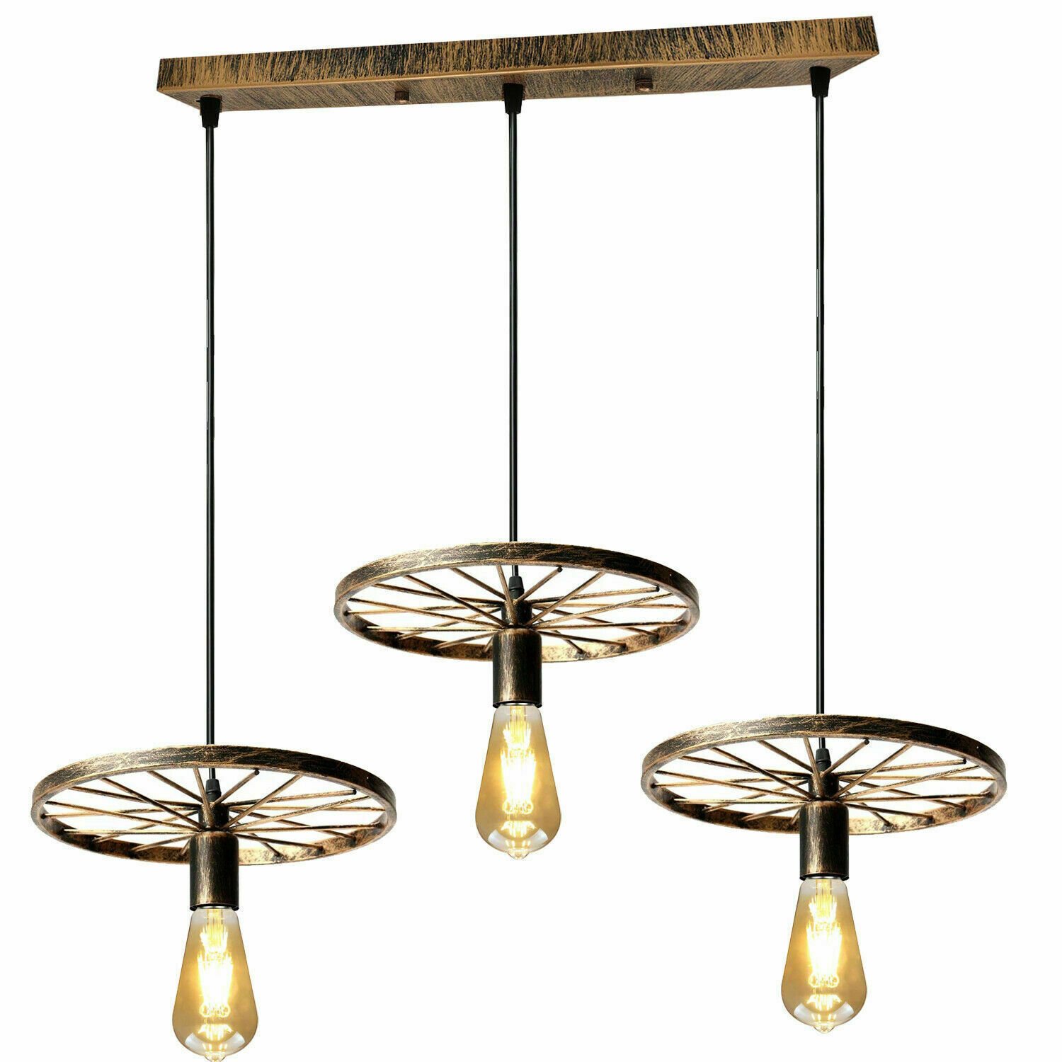 Vintage Retro Industrie Rad Deckenschirm Lampenschirm Stil Hänge Pendelleuchte UK - Bild 15 von 40