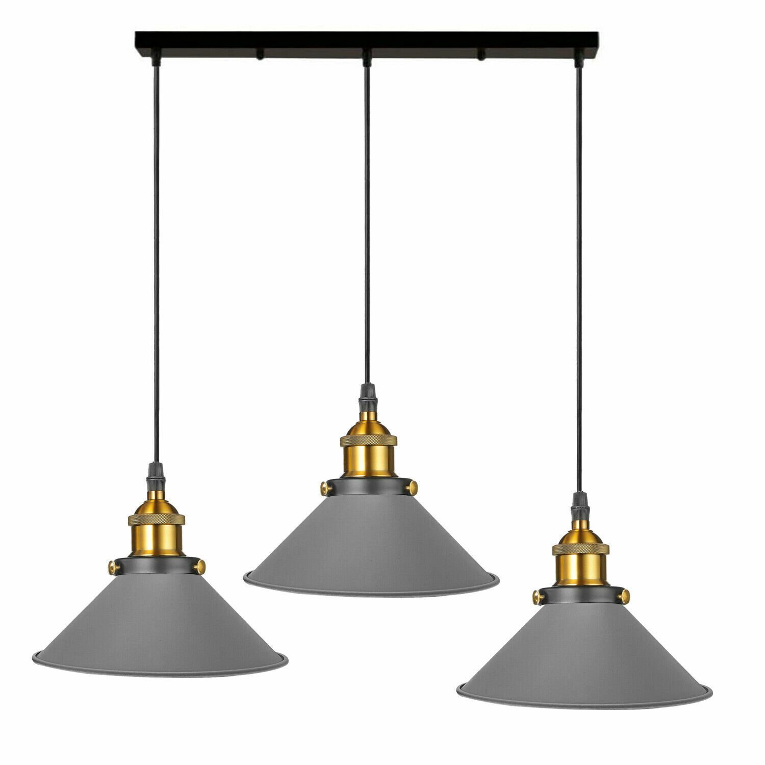 Pendelleuchte Retro Loft Style 3 Köpfe Lampenschirm Vintage Industrie Deckenlampe - Bild 22 von 31