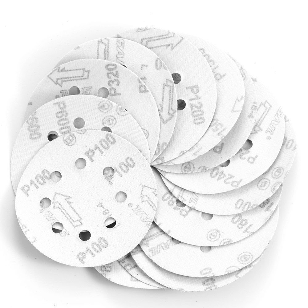 Disco de lijado/papel de lija 125 mm círculo 5" 8 almohadillas de orificios 40-600 GRIT - Imagen 18 de 32