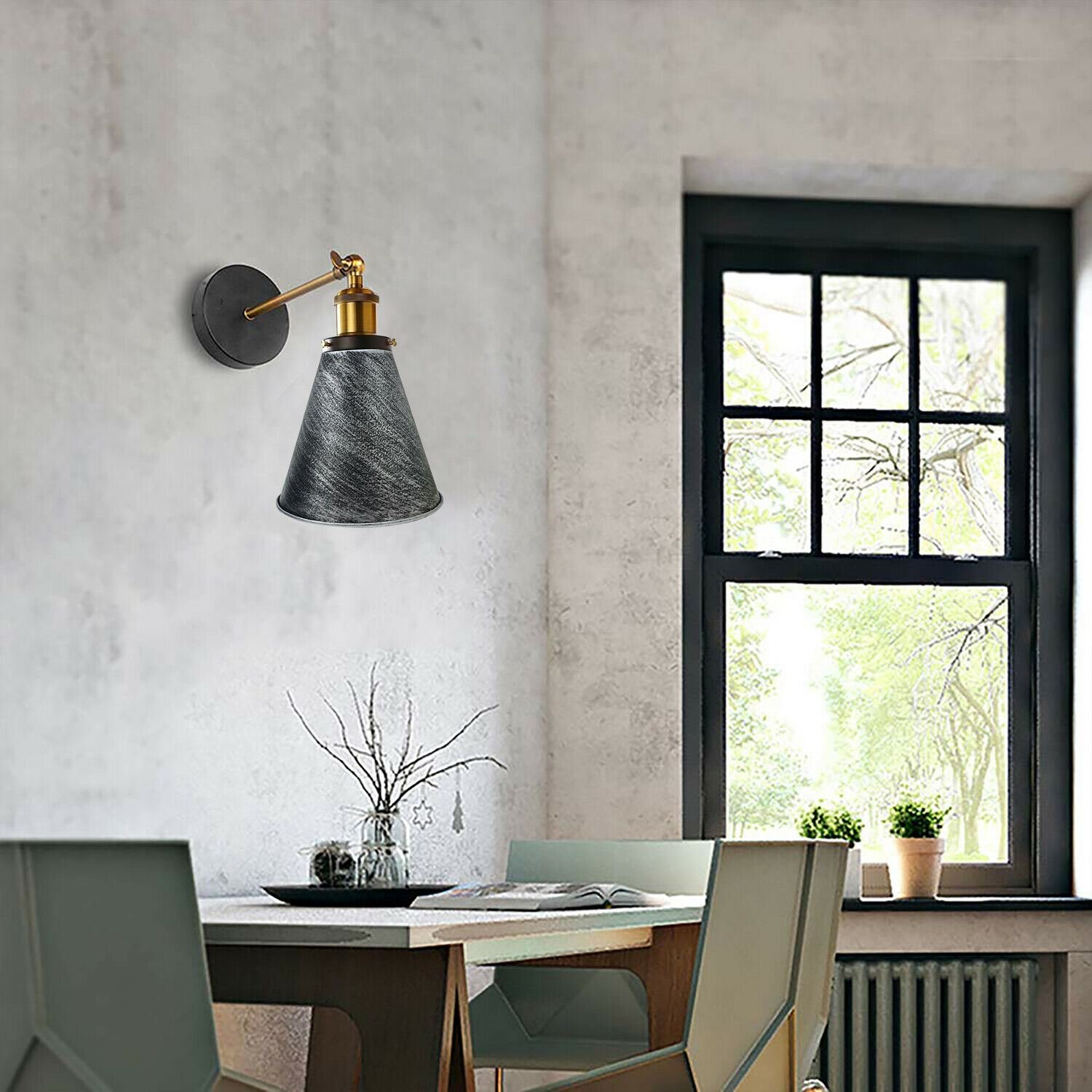 Iluminación interior con forma de cono de metal para luz de pared industrial vintage - Imagen 11 de 15