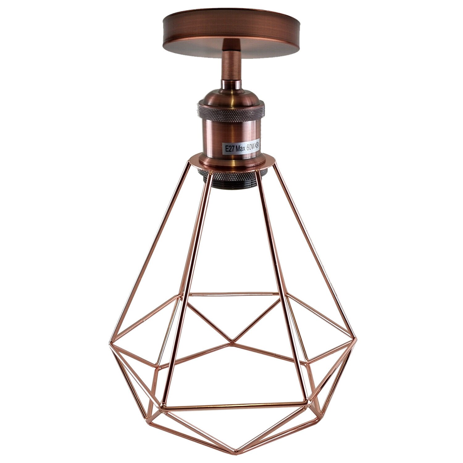 Lámpara colgante de techo industrial de jaula de alambre de oro rosa luz vintage - Imagen 9 de 19