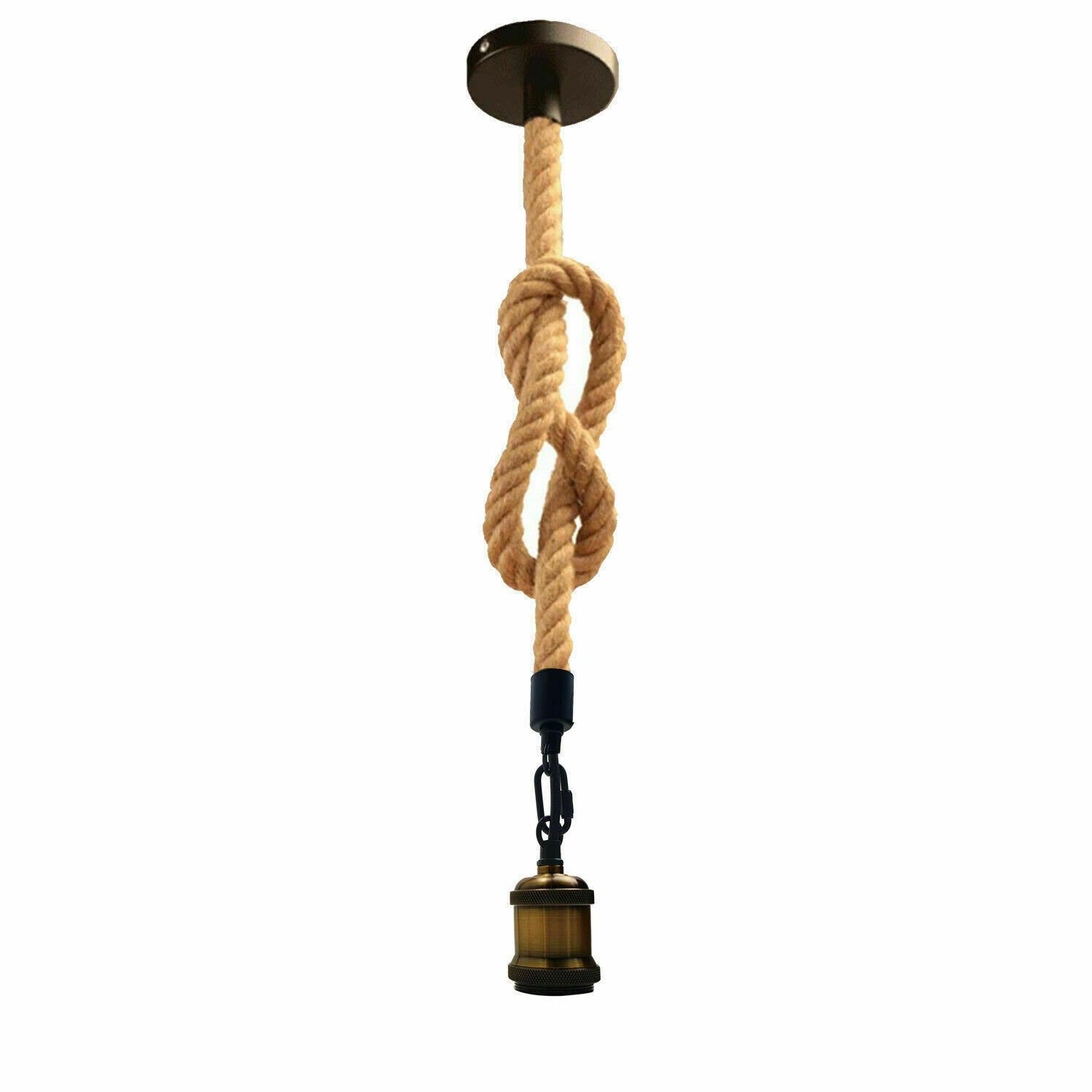 Lámpara de techo con cuerda de cáñamo Edison retro colgante industrial E27 Reino Unido - Imagen 9 de 13