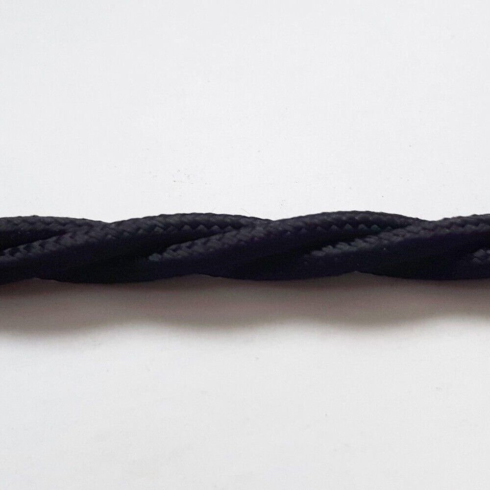 Schwarz geflochtenes Kabel Vintage verdreht/rund Stoff Flex 2/3 Kern elektrischer Draht - Bild 13 von 15
