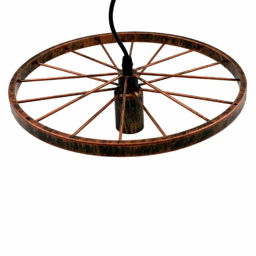 Vintage Retro Industrie Rad Deckenschirm Lampenschirm Stil Hänge Pendelleuchte UK - Bild 23 von 40