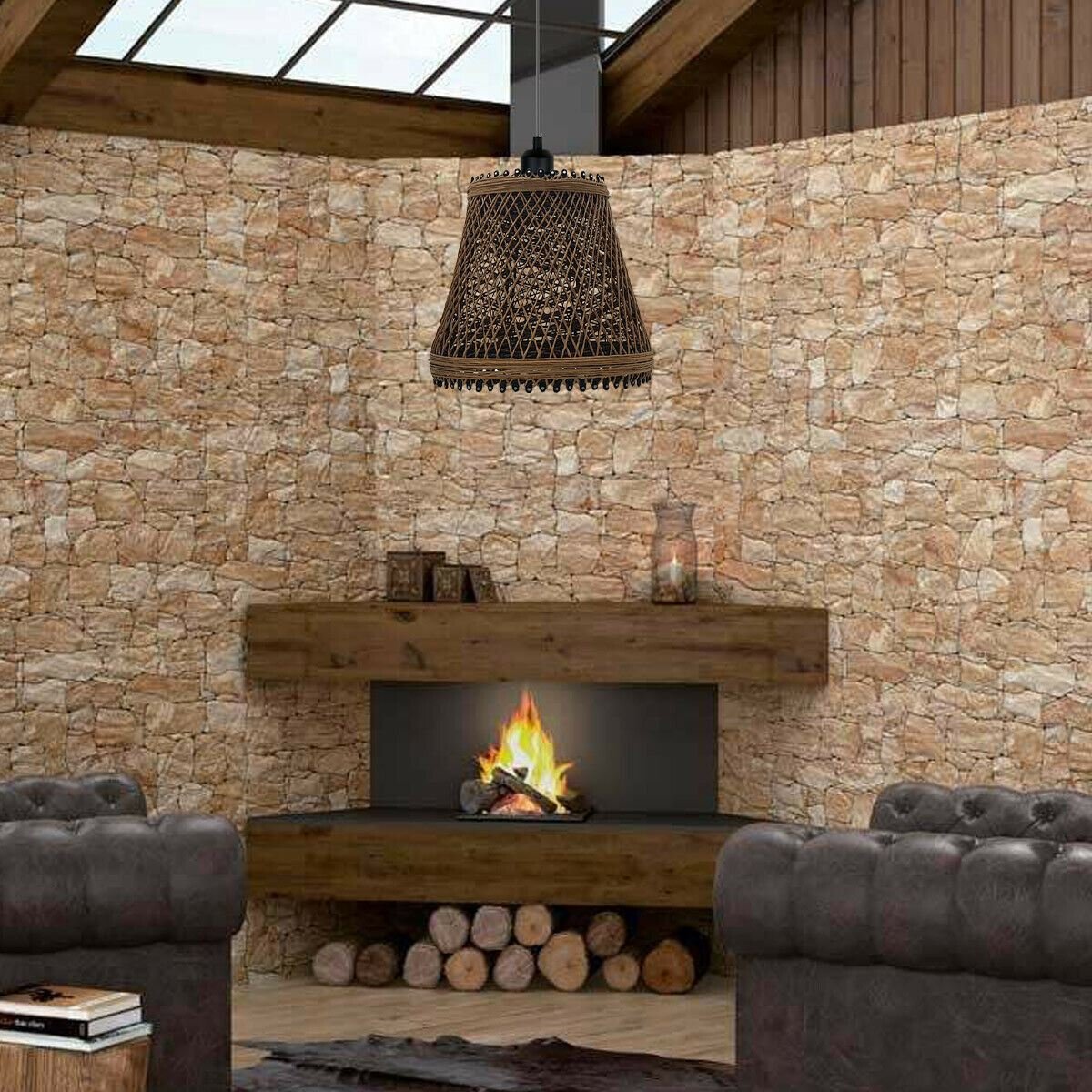 Rattan Wicker Ceiling Pendant Light Shade Hanging Light Antique d?cor Lampshade - Picture 9 of 18