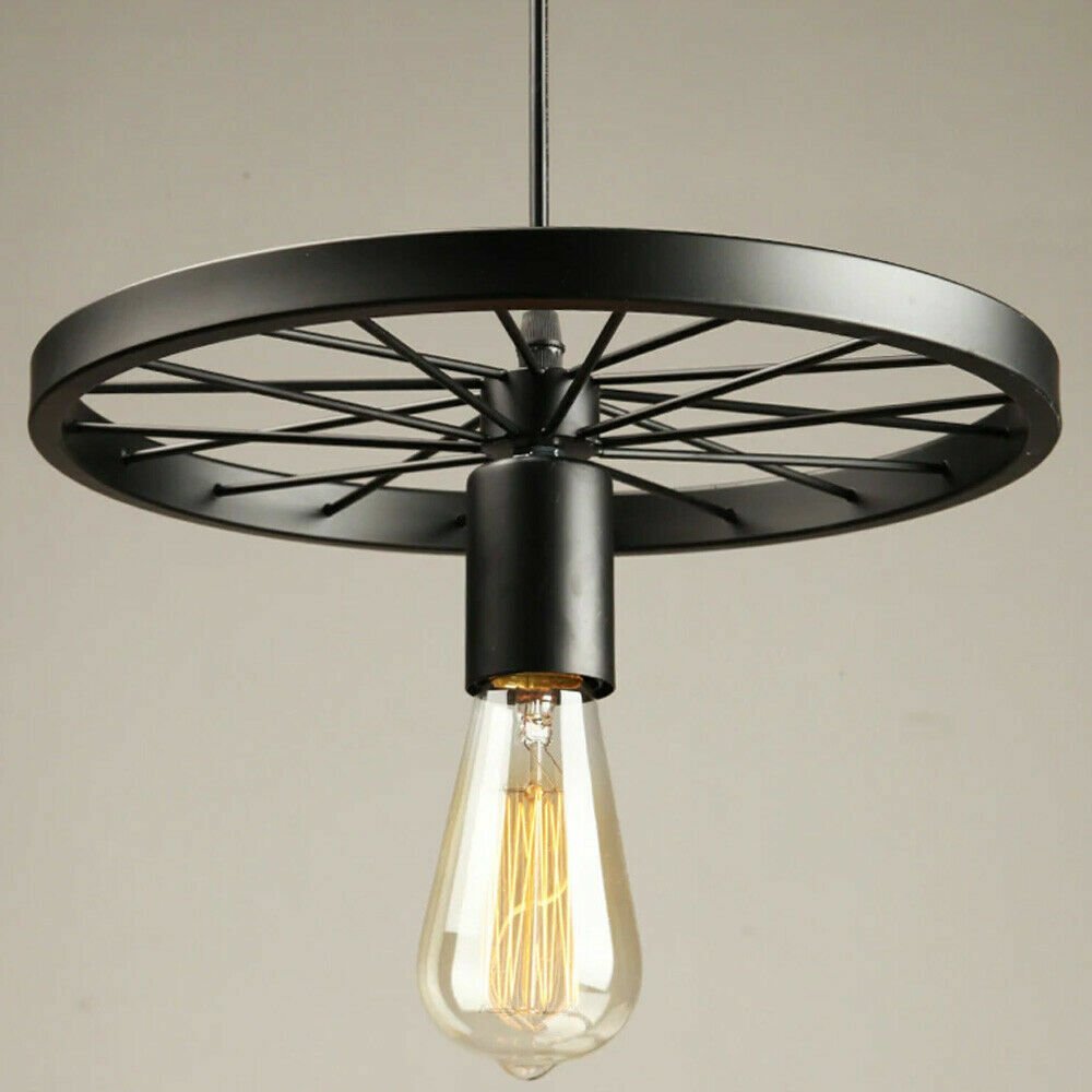 Vintage Retro Industrie Rad Deckenschirm Lampenschirm Stil Hänge Pendelleuchte UK - Bild 31 von 40