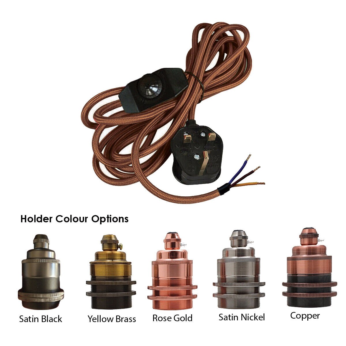 2m/4.5m Fabric Flex Cable Plug In Pendant Lamp Light Set with E27 Holder dimmer - Picture 13 of 14