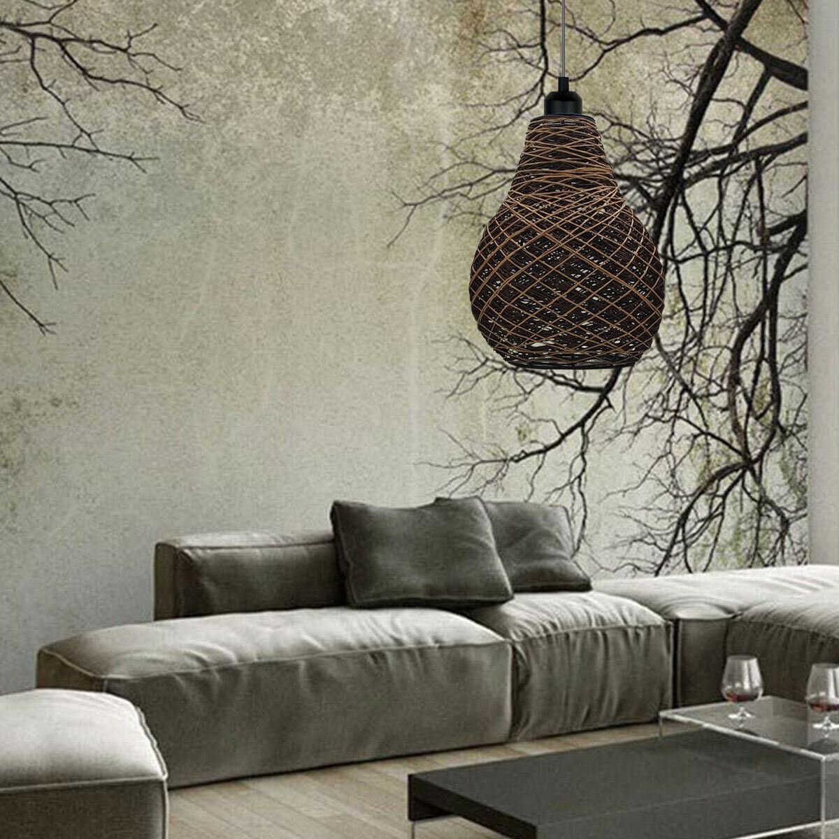 Rattan Wicker Ceiling Pendant Light Shade Hanging Light Antique d?cor Lampshade - Picture 14 of 18